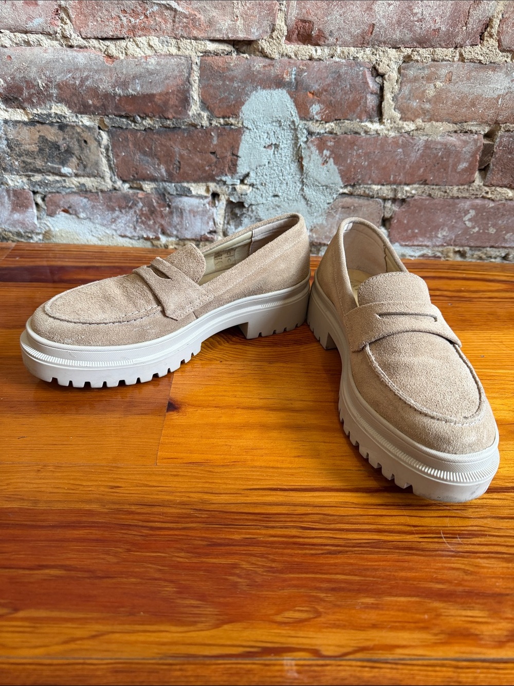 Portland Leather Patina brand Chunky Suede Loafers in Beige